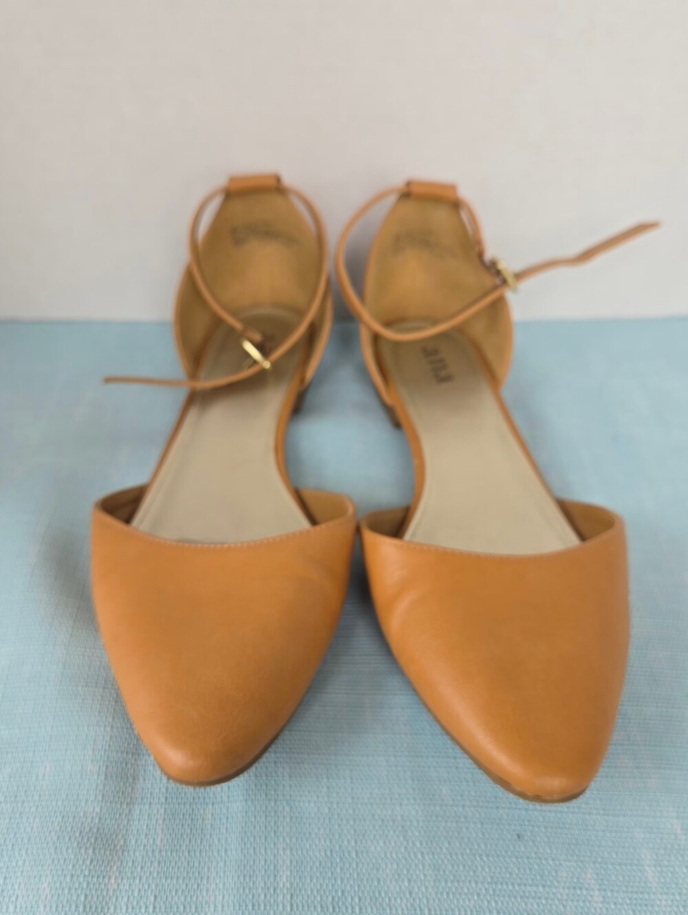 a.n.a A New Approach Darell Ankle Strap Ballet Flats Tan Suede Pointed Toe 8